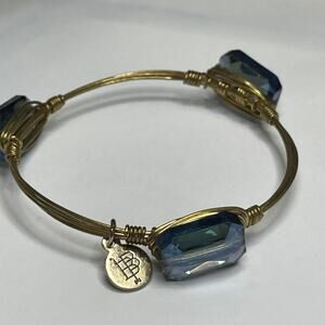 BOURBON & BOWETIES gold tone bracelet bangle blue faceted iridescent jewelry